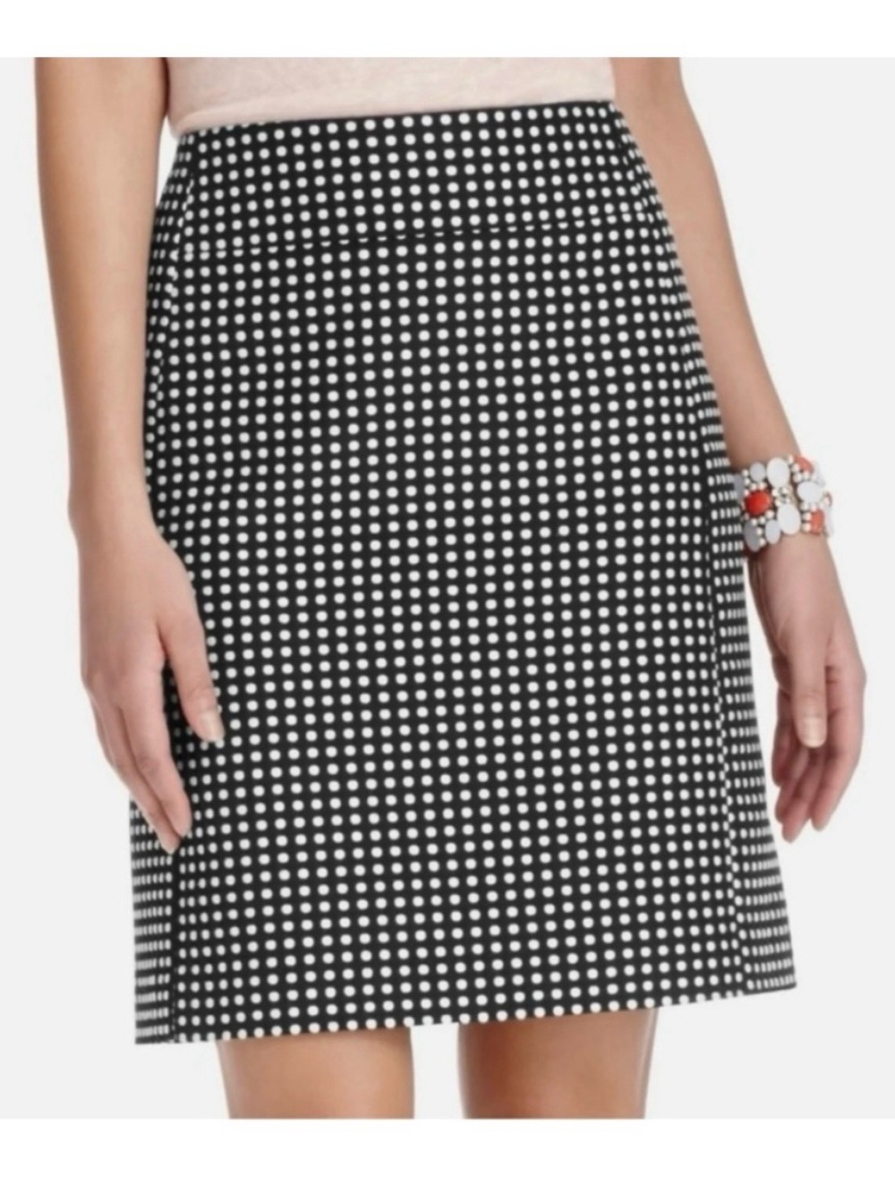 Ann Taylor Loft Classic Black and White Polka Dot A-Line Skirt